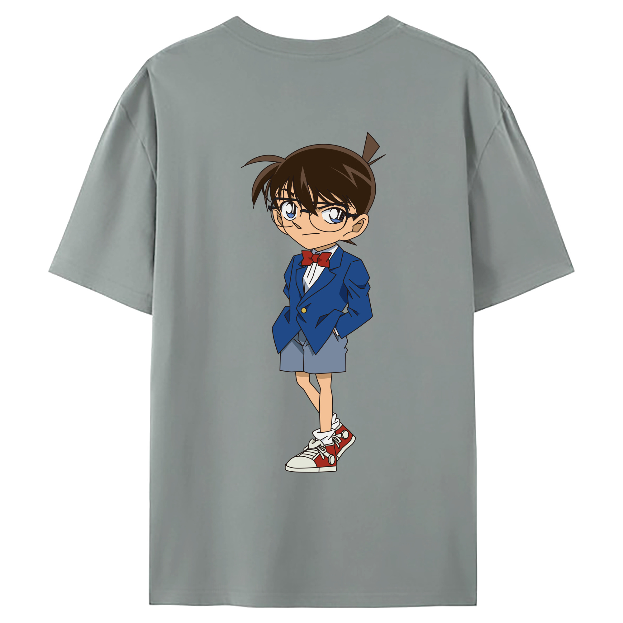 （画像用） 名探偵コナン 江戸川 コナン Detective Conan Conan Edogawa 綿100％ メンズ半袖Tシャツ（バックプリント） 通気性